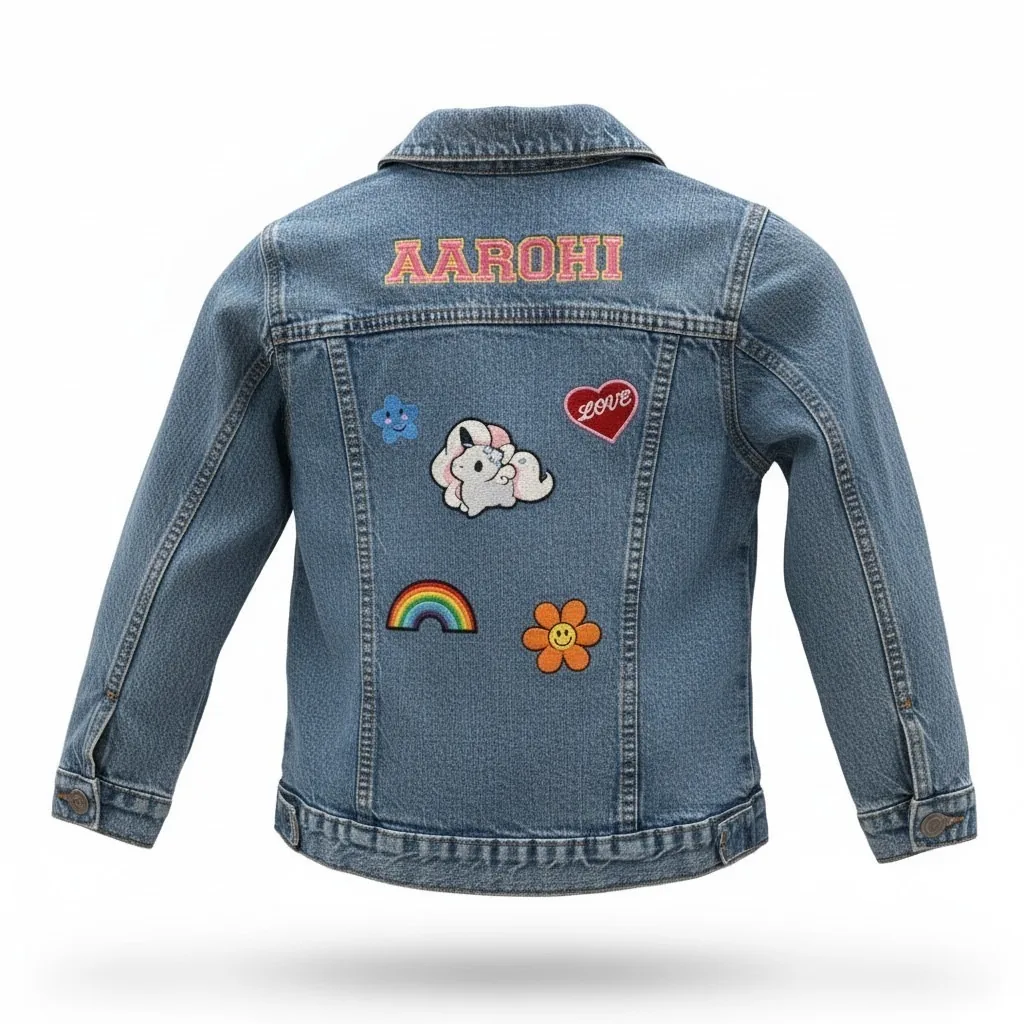 Personalized embroidered denim jacket
